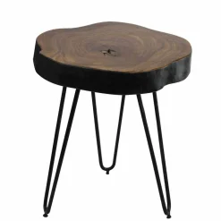 Wohnen Designermöbel*Design Ablagetisch Tohema mit Baumkante dunkel