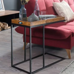 Wohnen Telefontische*Design Anstelltisch aus Holz & Eisen - Kirana