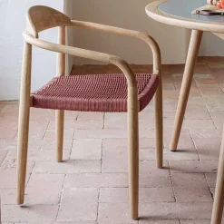 Wohnen Design Armlehnenstühle mit Geflechtsitz - Renero (4er Set)