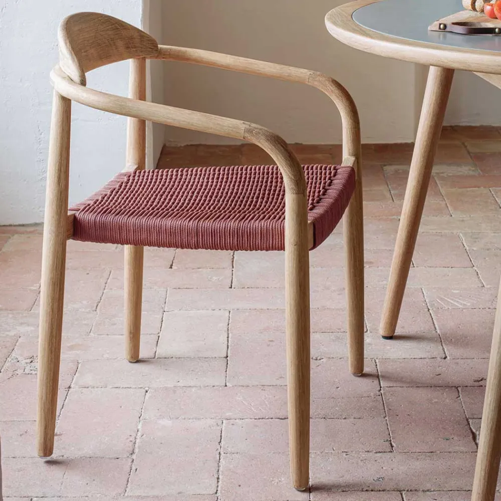 Wohnen Design Armlehnenstühle mit Geflechtsitz - Renero (4er Set)