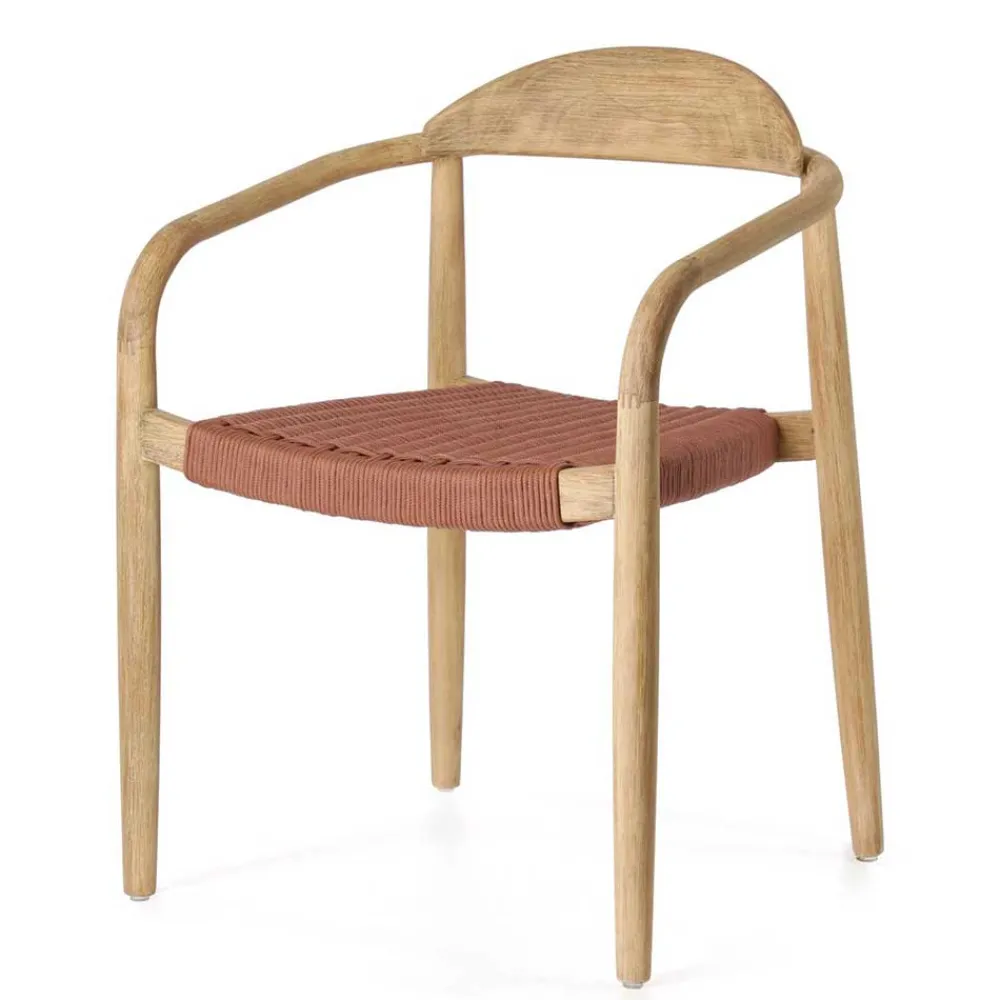 Wohnen Design Armlehnenstühle mit Geflechtsitz - Renero (4er Set)