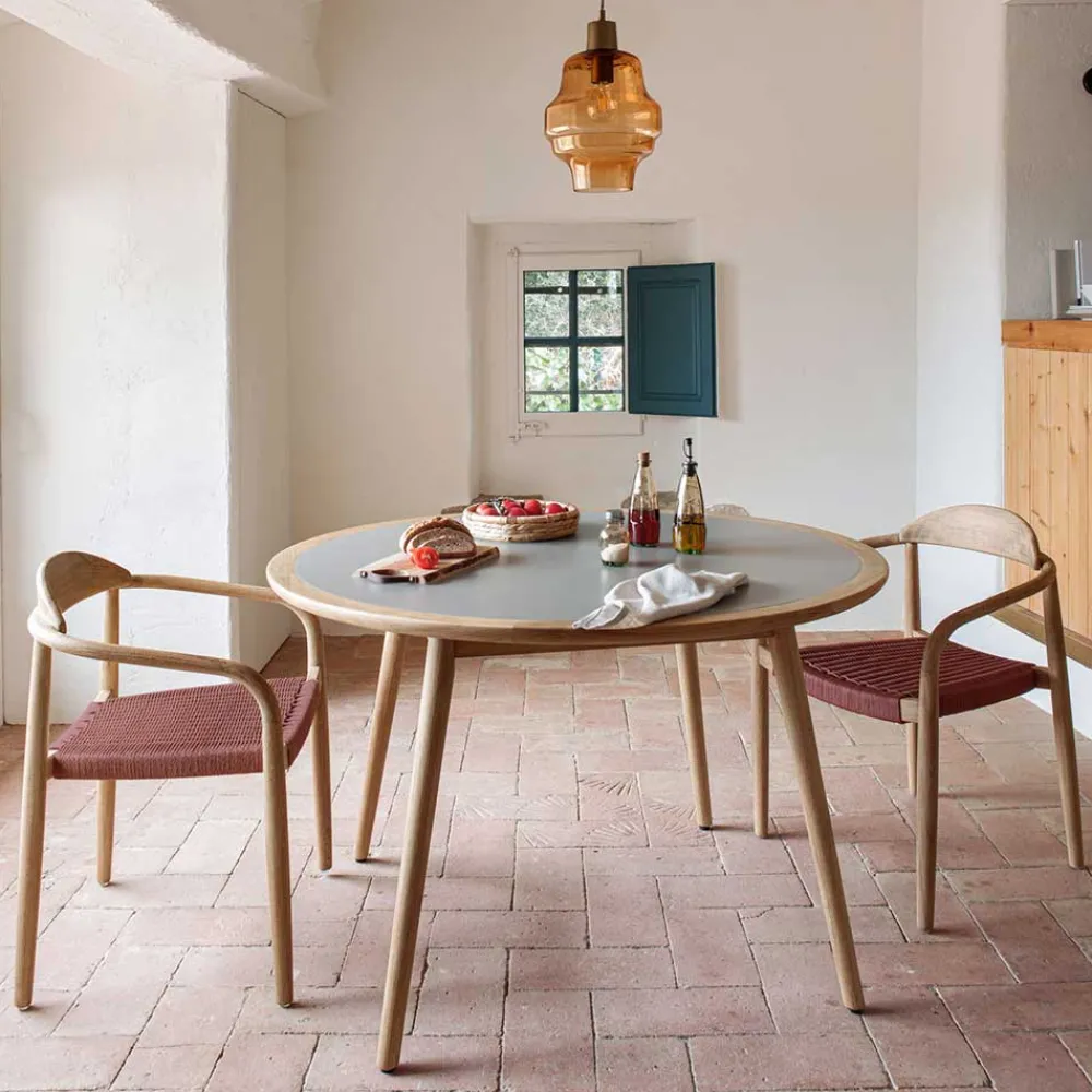 Wohnen Design Armlehnenstühle mit Geflechtsitz - Renero (4er Set)