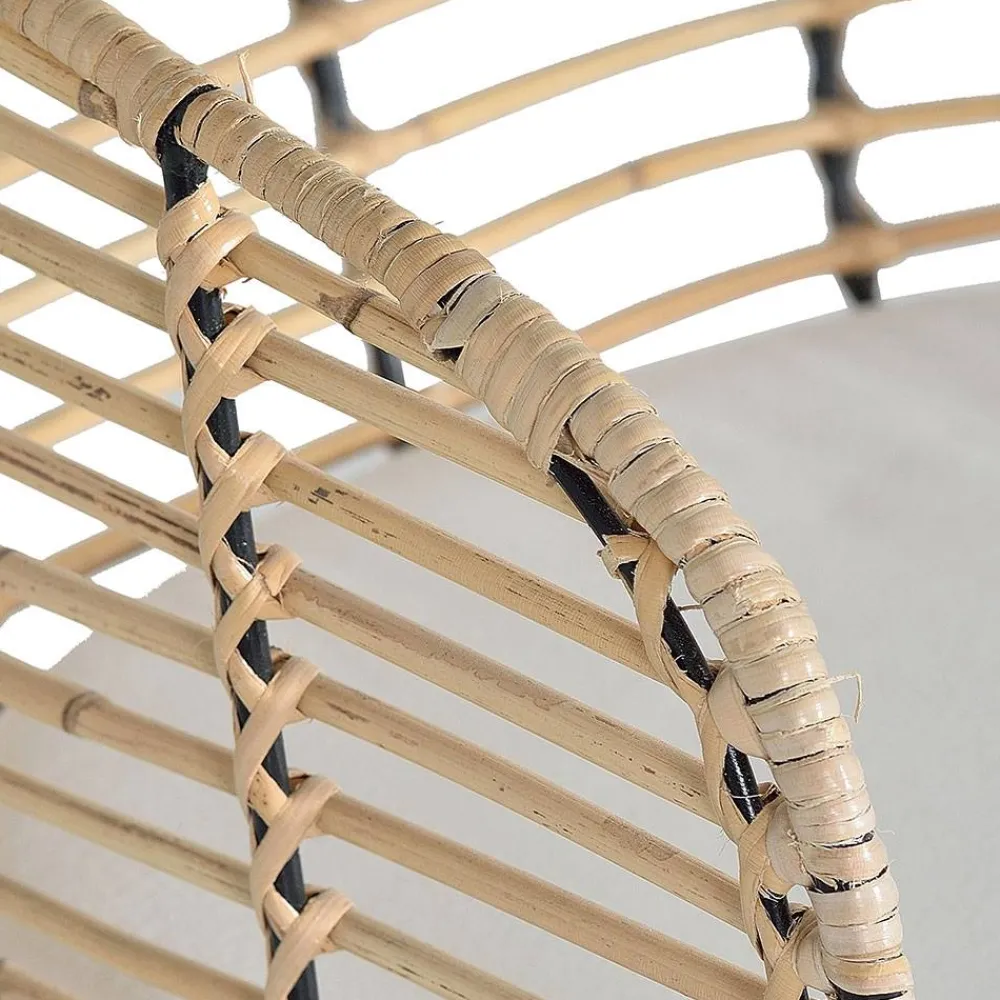 Wohnen Schwarze Möbel|Rattanmöbel*Design Armlehnenstuhl in Rattan Natur und Schwarz - Adatto (2er Set)