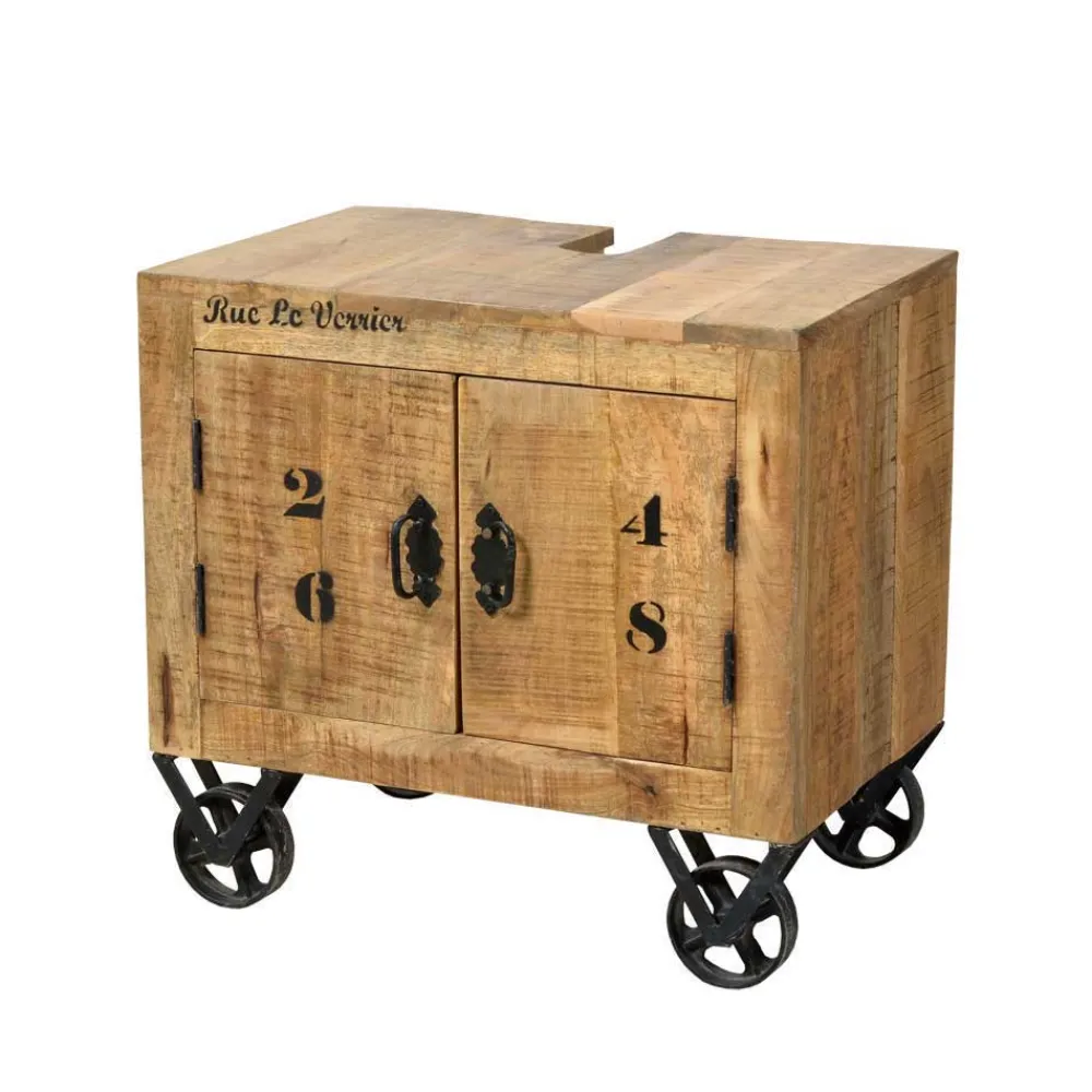 Wohnen Design Badmöbel aus Massivholz - Indri (vierteilig)