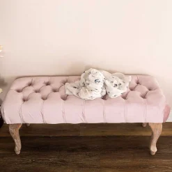 Wohnen Vintage Möbel|Esszimmerbänke*Design Bank in Pink Samt - Saluds