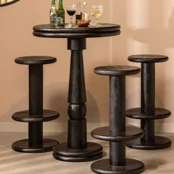 Wohnen Design Barhocker aus schwarzem Massivholz - Vionna