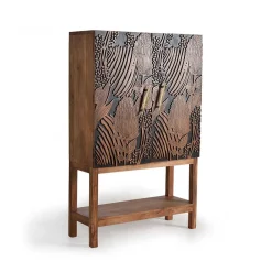 Wohnen Designermöbel|Esszimmer-Vitrinen*Design Barschrank mit Schnitzerei und Lack - Marcel