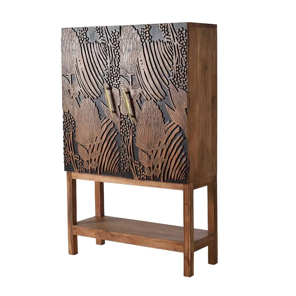 Wohnen Designermöbel|Esszimmer-Vitrinen*Design Barschrank mit Schnitzerei und Lack - Marcel