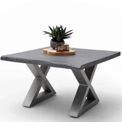 Wohnen Graue Möbel|Naturholzmöbel*Design Baumkanten-Couchtisch in Grau - Siestago