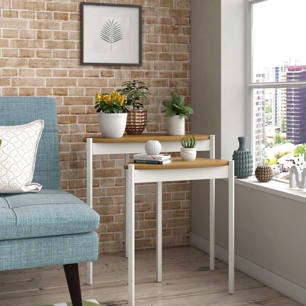 Wohnen Telefontische*Design Beistelltisch Duo in Walnuss Optik - Procado (zweiteilig)