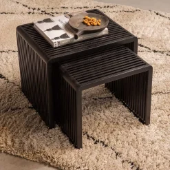 Wohnen Design Beistelltisch Duo in Schwarz - Bagaci (zweiteilig)