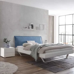 Wohnen Jugendbetten*Design Bettanlage in Weiß & Blau - Thony (dreiteilig)