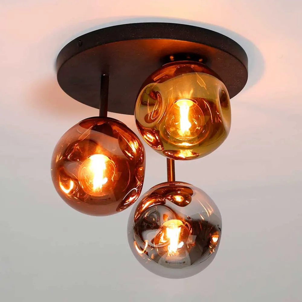 Wohnen Design Deckenleuchte mit drei Glas Kugelschirmen - Bostina