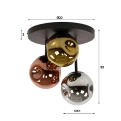 Wohnen Design Deckenleuchte mit drei Glas Kugelschirmen - Bostina