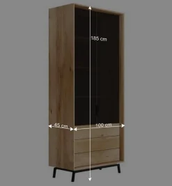 Wohnen Design Eiche Schrank mit getönten Glastüren - Fabiella