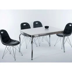 Wohnen Küchen-Essgruppen|Essgruppen*Design Essgruppe in Schwarz & Weiß - Candelcero (fünfteilig)