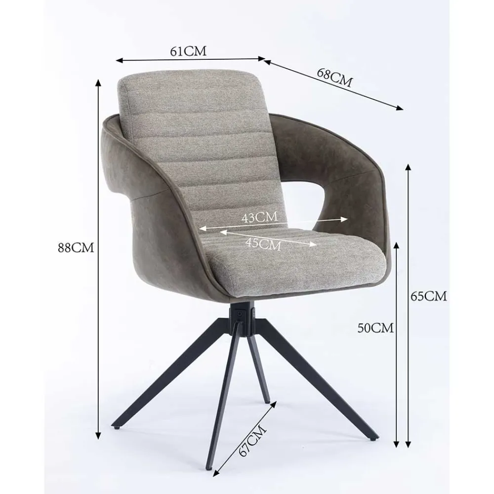 Wohnen Design Esszimmer Drehstuhl mit Armlehnen - Bailon (2er Set)