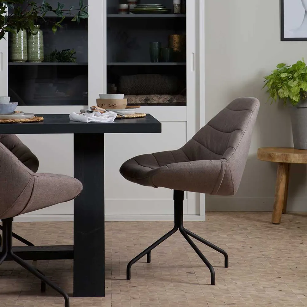 Wohnen Küchenstühle|Esszimmerstühle*Design Esszimmerstuhl in Taupe Lining gepolstert