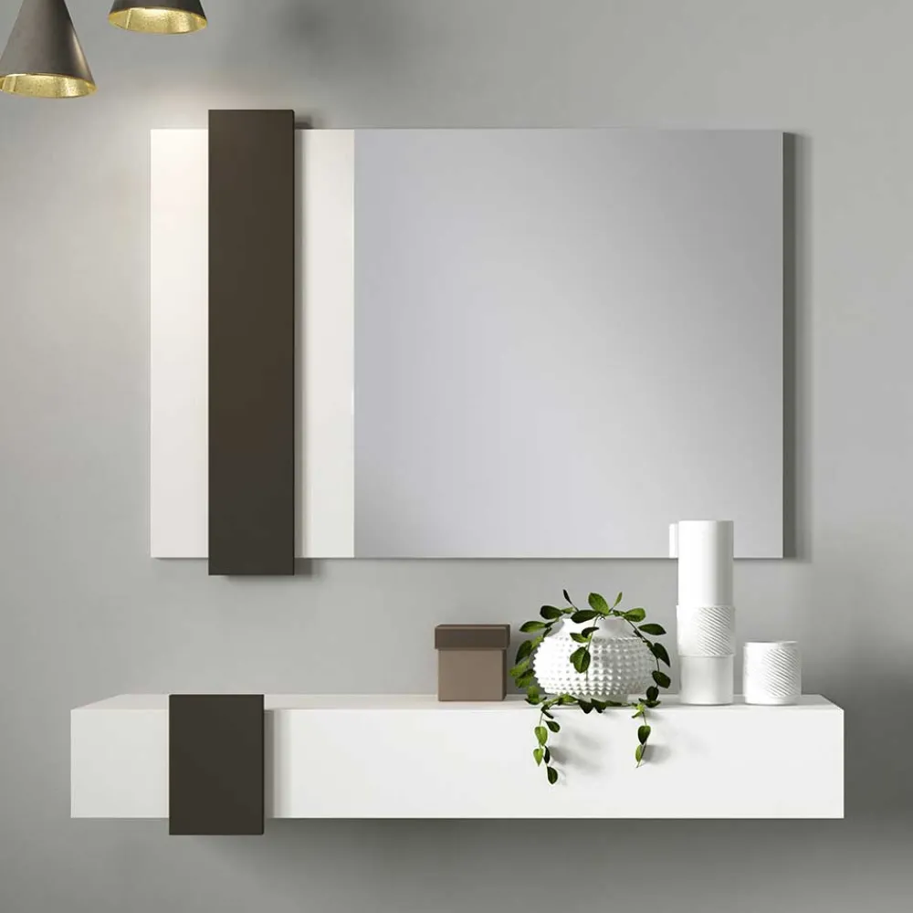 Wohnen Design Flur Set in Weiß & Schwarz - Riguna (zweiteilig)