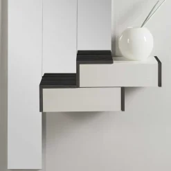 Wohnen Design Flurmöbel in Weiß & Schwarz - Uwida (vierteilig)