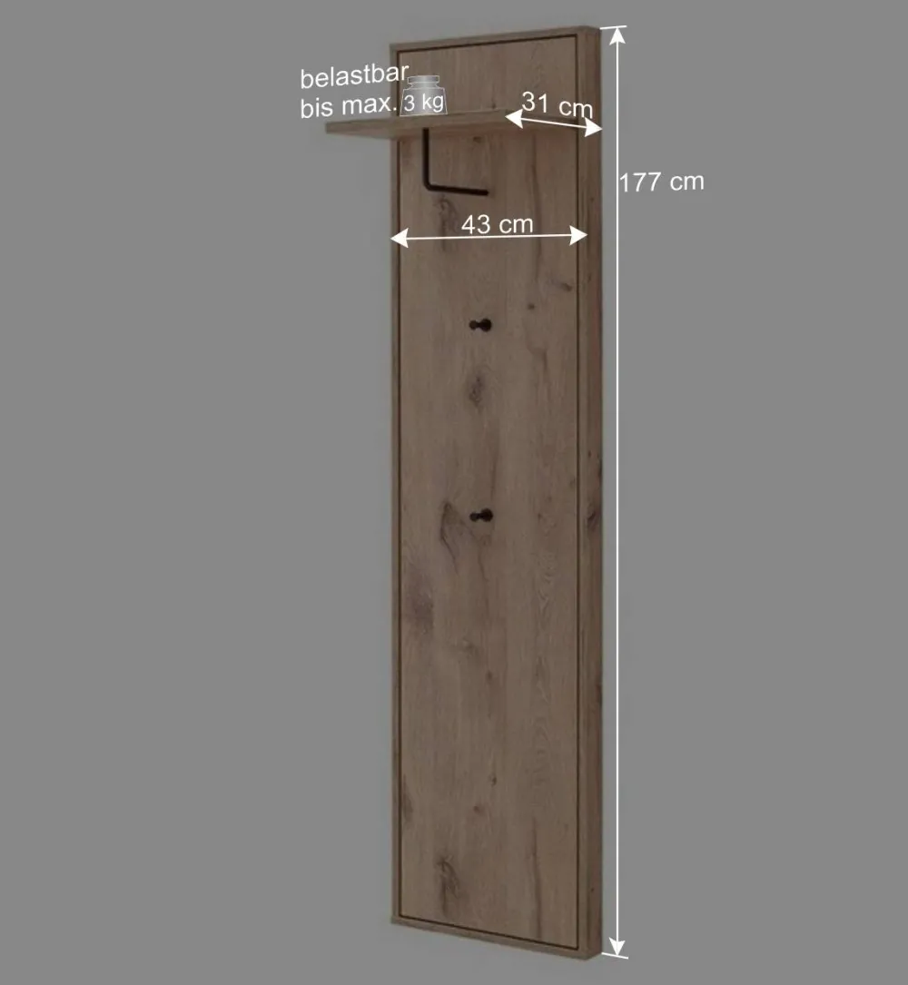 Wohnen Design Flurmöbel Set in Wildeiche - Vapposia (dreiteilig)