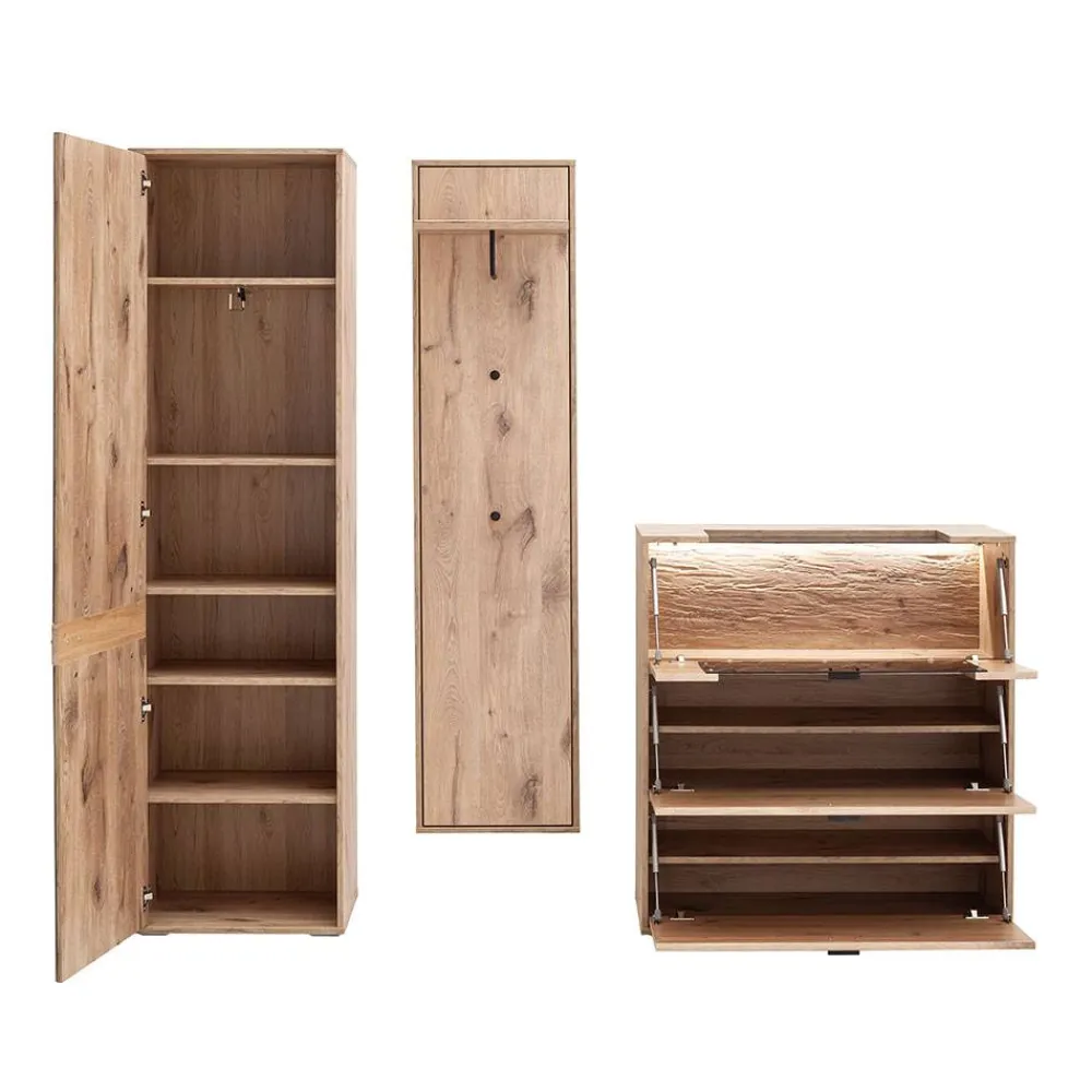 Wohnen Design Flurmöbel Set in Wildeiche - Vapposia (dreiteilig)