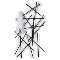 Wohnen Schwarze Möbel|Loft Möbel*Design Garderobe mit 10 Kleiderhaken - Cyliane