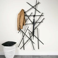 Wohnen Schwarze Möbel|Loft Möbel*Design Garderobe mit 10 Kleiderhaken - Cyliane