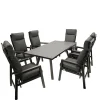 Wohnen Design Gartentisch Gruppe in Dunkelgrau - Curedo (siebenteilig)