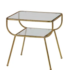 Wohnen Glasmöbel|Küchentische*Design Glastisch mit Gestell Messing Cateyna mit 2 Platten