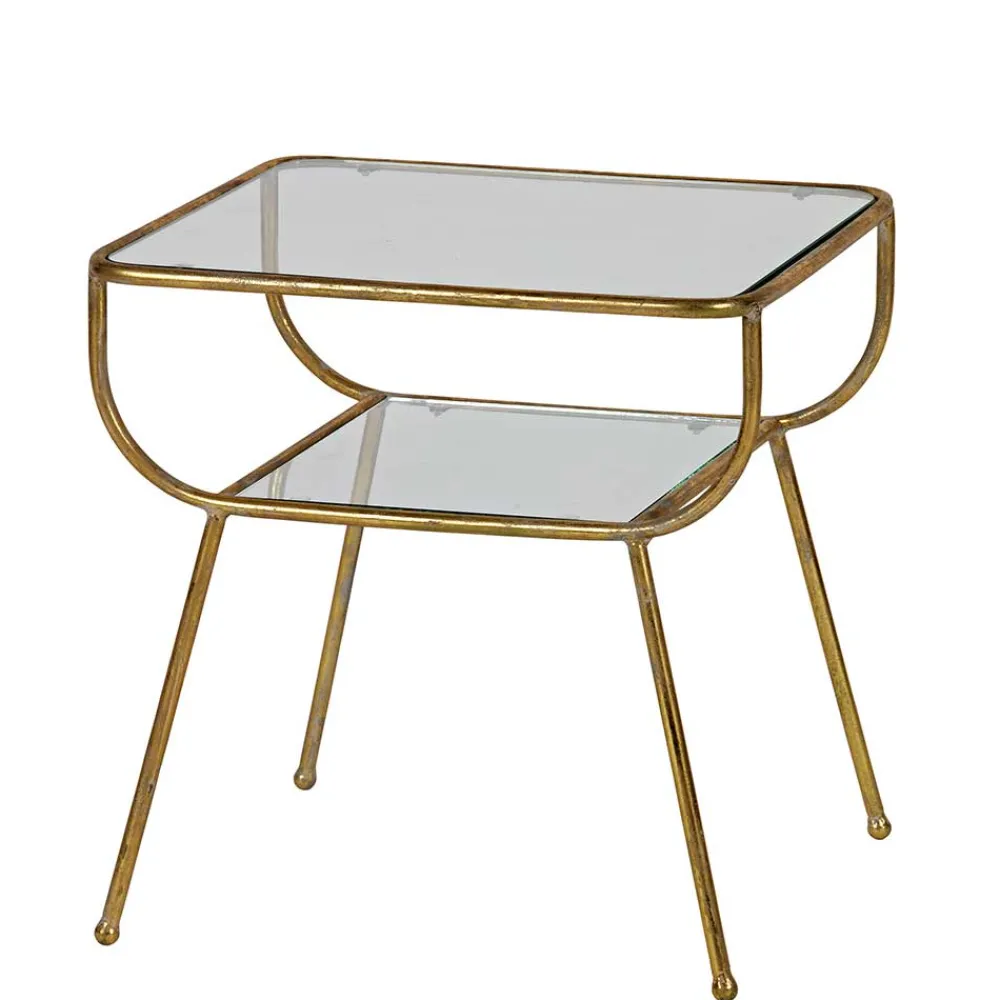 Wohnen Glasmöbel|Küchentische*Design Glastisch mit Gestell Messing Cateyna mit 2 Platten