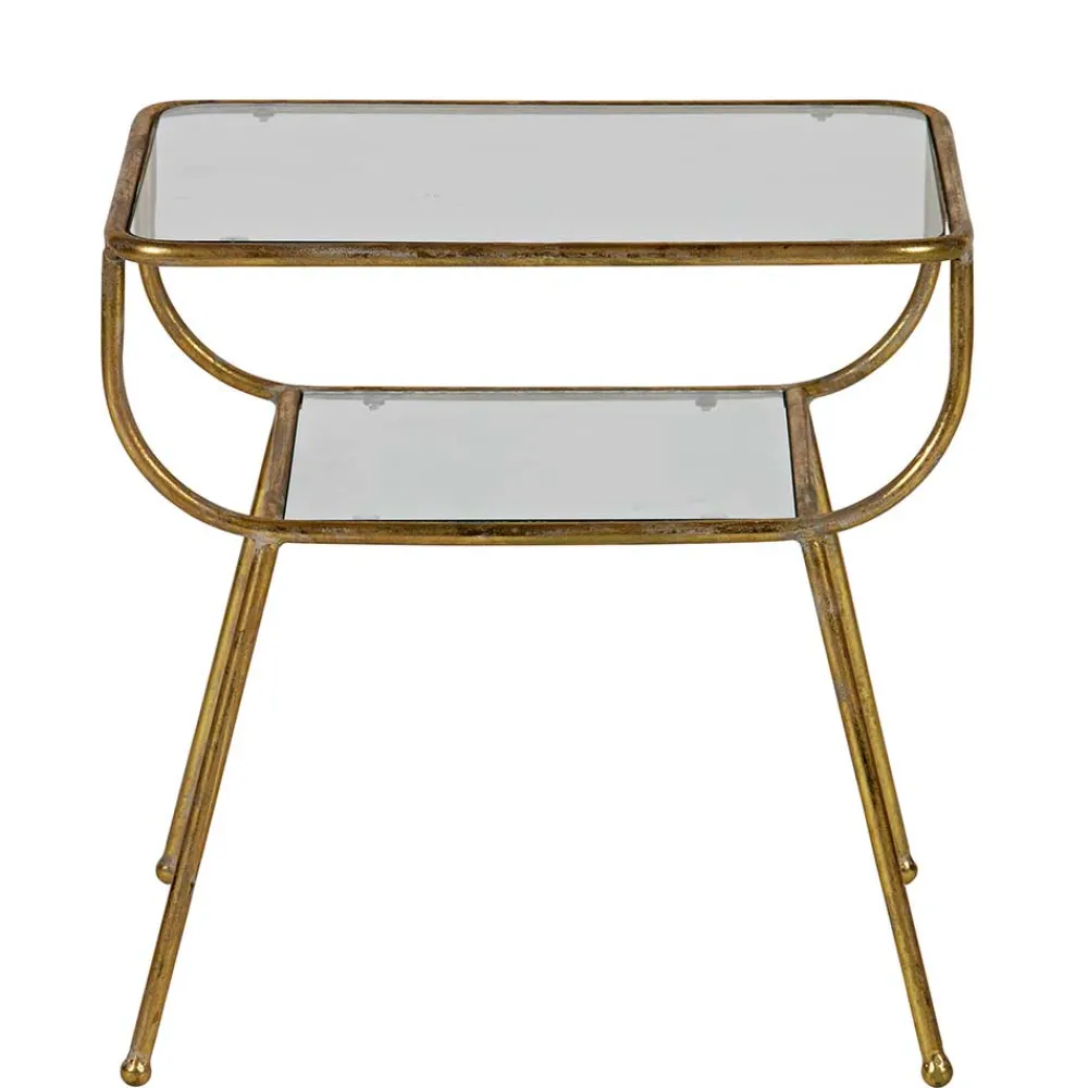 Wohnen Glasmöbel|Küchentische*Design Glastisch mit Gestell Messing Cateyna mit 2 Platten