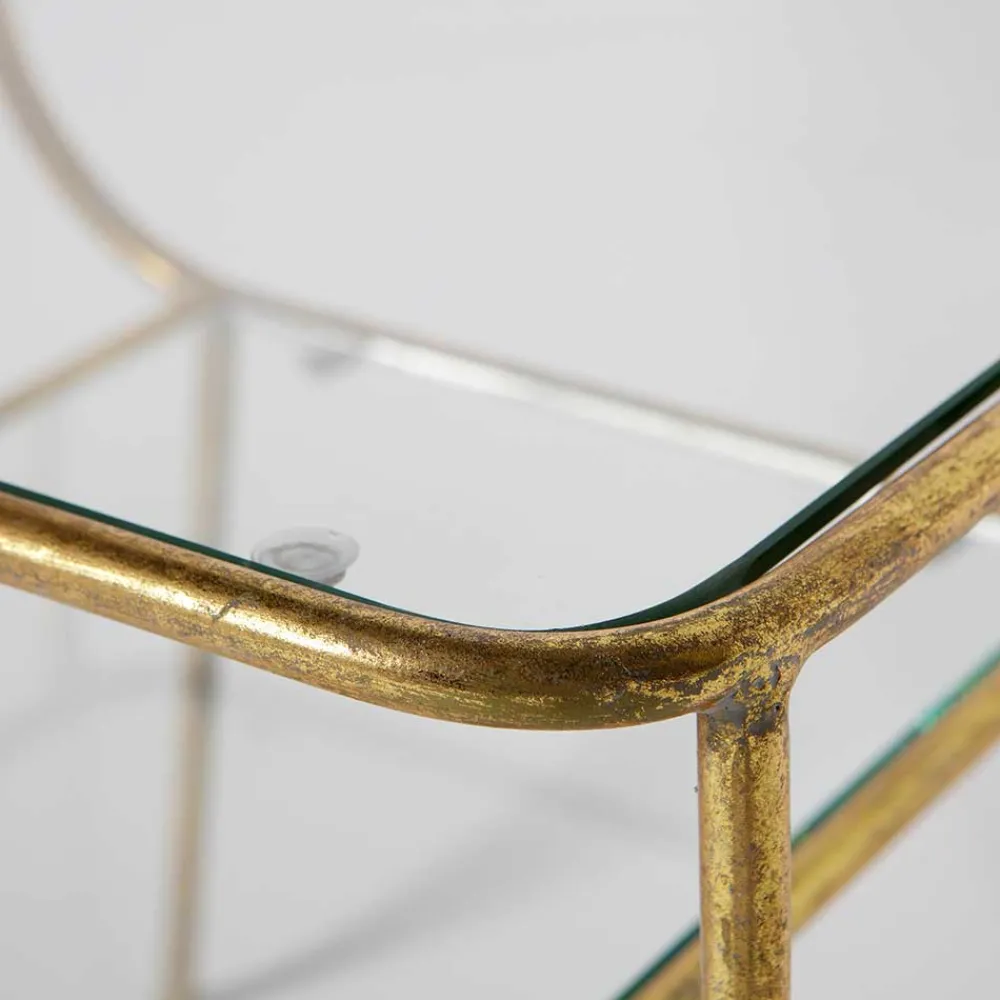Wohnen Glasmöbel|Küchentische*Design Glastisch mit Gestell Messing Cateyna mit 2 Platten
