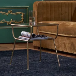 Wohnen Glasmöbel|Küchentische*Design Glastisch mit Gestell Messing Cateyna mit 2 Platten