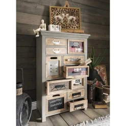 Wohnen Design Highboard aus Recyclingholz mehrfarbig - Andrass