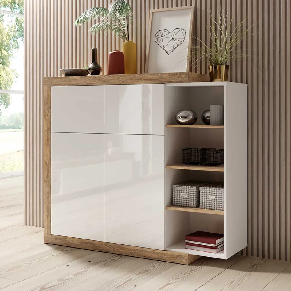 Wohnen Design Highboard mit 2 Klappen & 2 Türen - Milvara