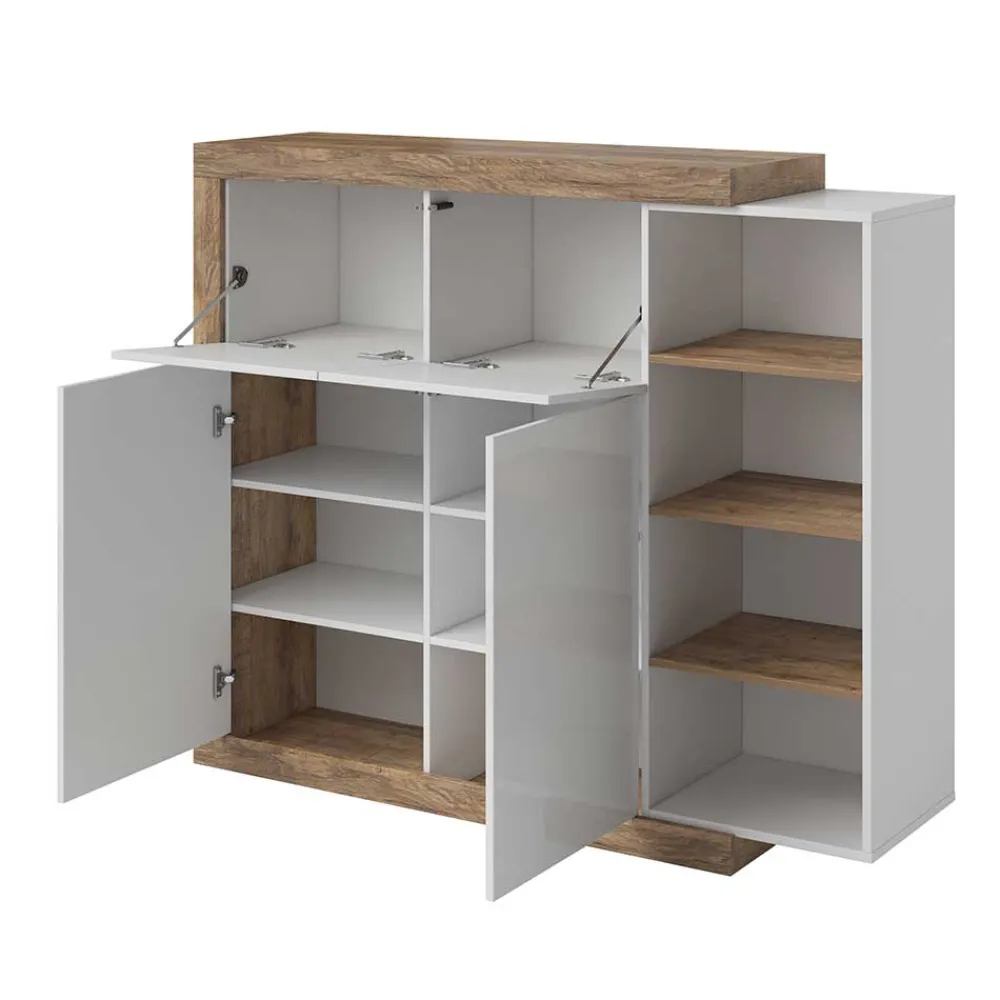 Wohnen Design Highboard mit 2 Klappen & 2 Türen - Milvara