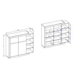 Wohnen Design Highboard mit 2 Klappen & 2 Türen - Milvara