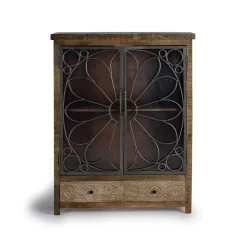 Wohnen Vitrinen|Wohnzimmer-Vitrinen*Design Highboard mit Glas Metalltüren - Everton