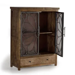 Wohnen Vitrinen|Wohnzimmer-Vitrinen*Design Highboard mit Glas Metalltüren - Everton