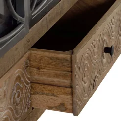 Wohnen Vitrinen|Wohnzimmer-Vitrinen*Design Highboard mit Glas Metalltüren - Everton