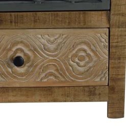 Wohnen Vitrinen|Wohnzimmer-Vitrinen*Design Highboard mit Glas Metalltüren - Everton