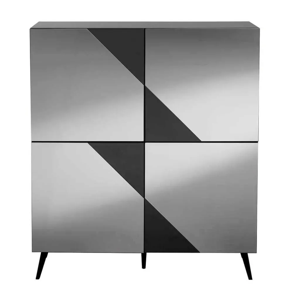 Wohnen Schwarze Möbel|Graue Möbel*Design Highboard mit vier Türen - Razepta