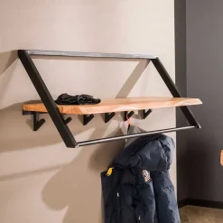 Wohnen Design Hängegarderobe aus Metall und Holz - Nics