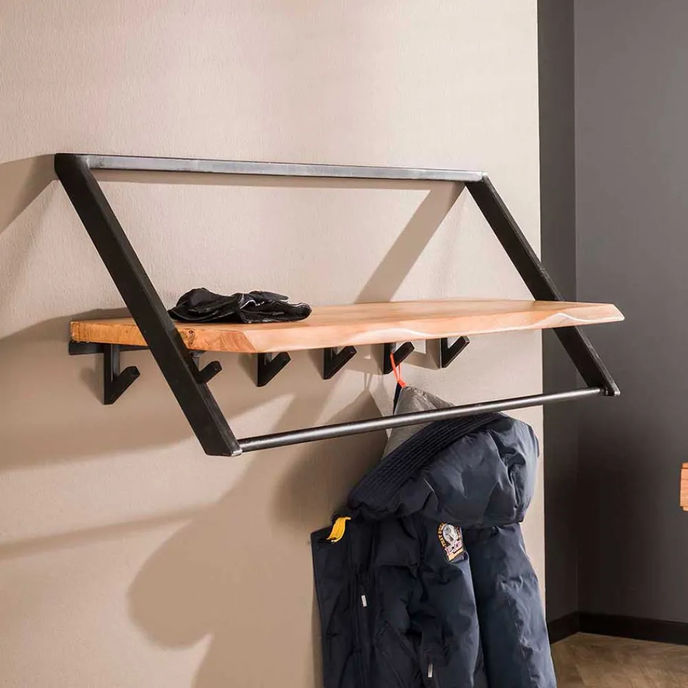 Wohnen Design Hängegarderobe aus Metall und Holz - Nics