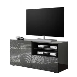 Wohnen Design Hochglanz TV Element in Anthrazit - Ipatal