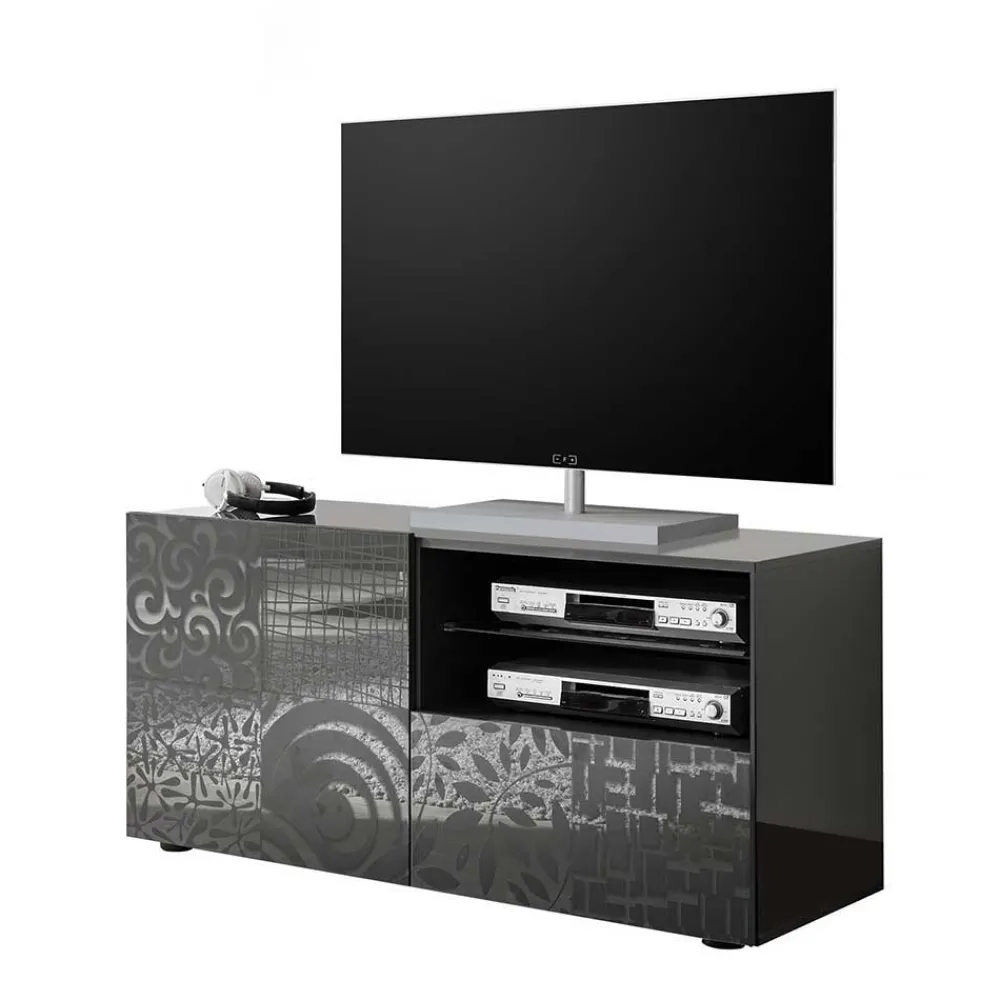 Wohnen Design Hochglanz TV Element in Anthrazit - Ipatal