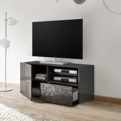 Wohnen Design Hochglanz TV Element in Anthrazit - Ipatal