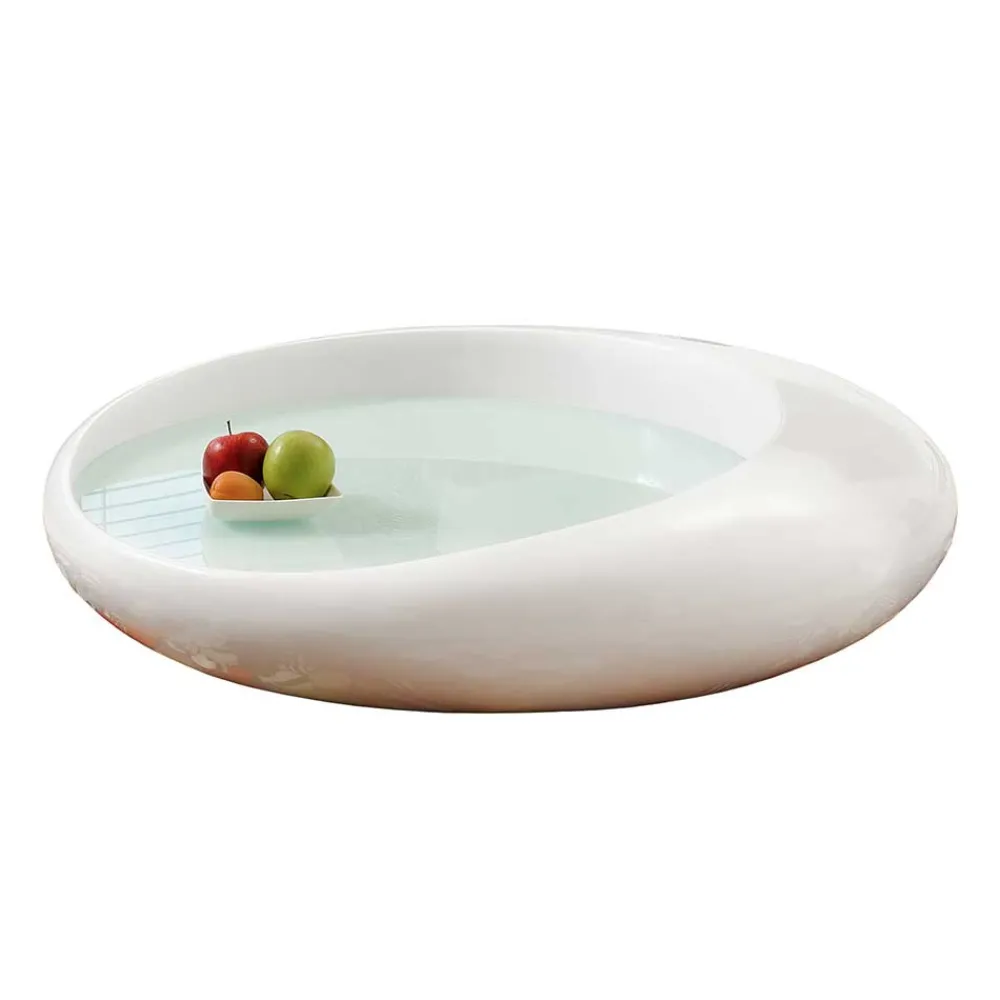 Wohnen Designermöbel*Design Hochglanz-Wohnzimmertisch mit Weißglas - Envitzia