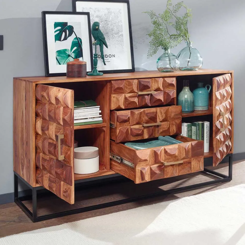 Wohnen Design Holz Sideboard mit Bügelgestell - Rusty